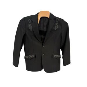 Vintage Circle S Ranch Western Blazer Jacket Black Men's 42R Two Button